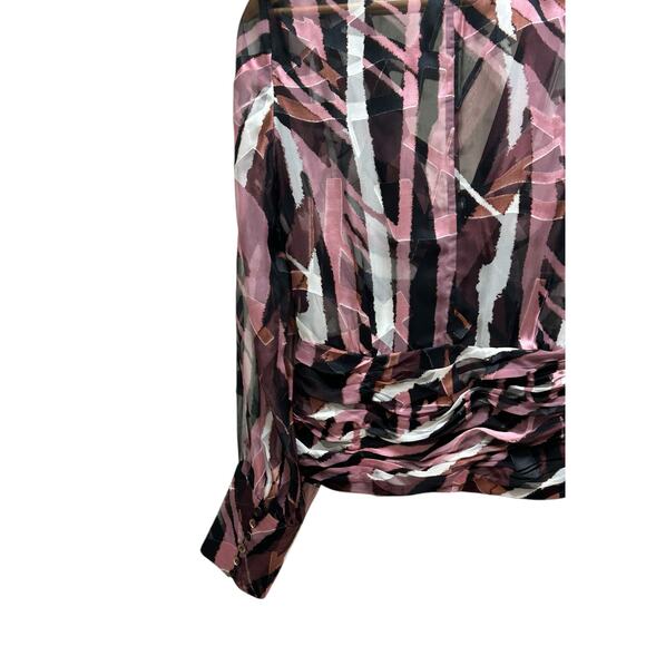 Etcetera Medium Purple Silk Blend Sheer Blouse Low-Cut Dressy Top - Picture 4 of 9